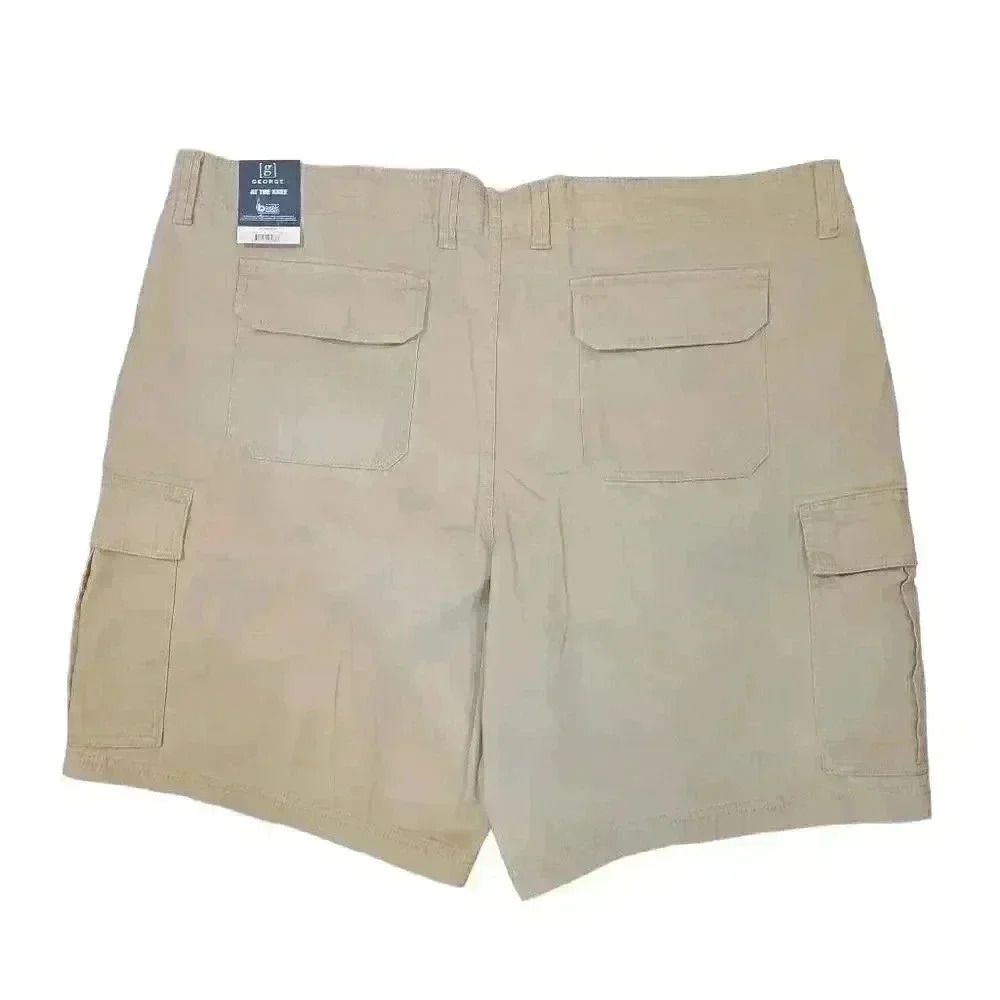 George Men's Tan Stone Wash Cotton/Spandex Cargo At the Knee Shorts NEW - Picture 8 of 10